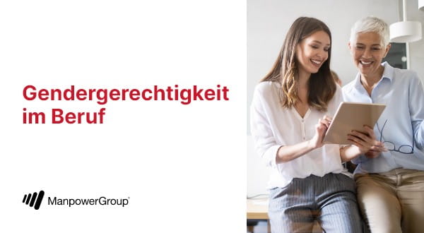 ManpowerGroup Arbeitsmarktbarometer Q2-2024 - Gendergerechtigkeit - Zwei Frauen mit Tablet