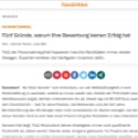 MPG in den Medien: Handelsblatt - 5 Gründe für Bewerbungsabsagen - 08.08.2023